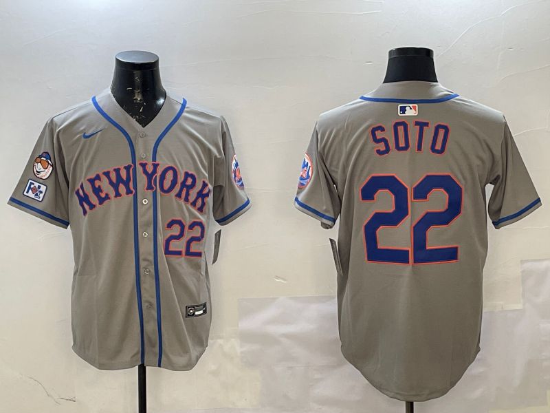 Men New York Mets #22 Soto Grey Game 2025 Nike MLB Jersey style 1